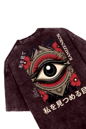 Eyes of Aomori - Acid Wash Oversized T-Shirt Maroon